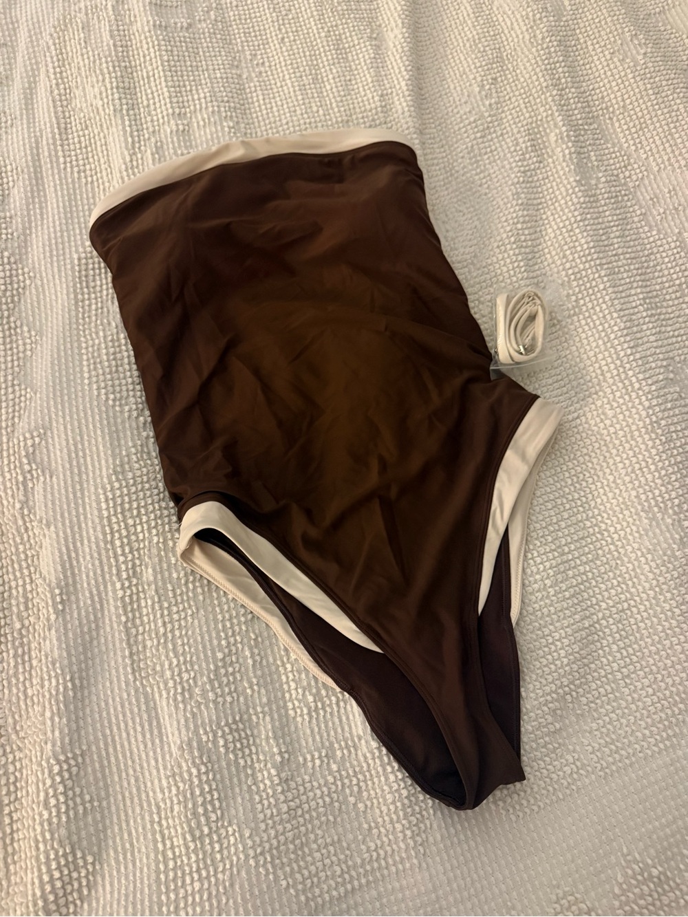 Abercrombie & Fitch Brown and White One-Piece Swimsuit